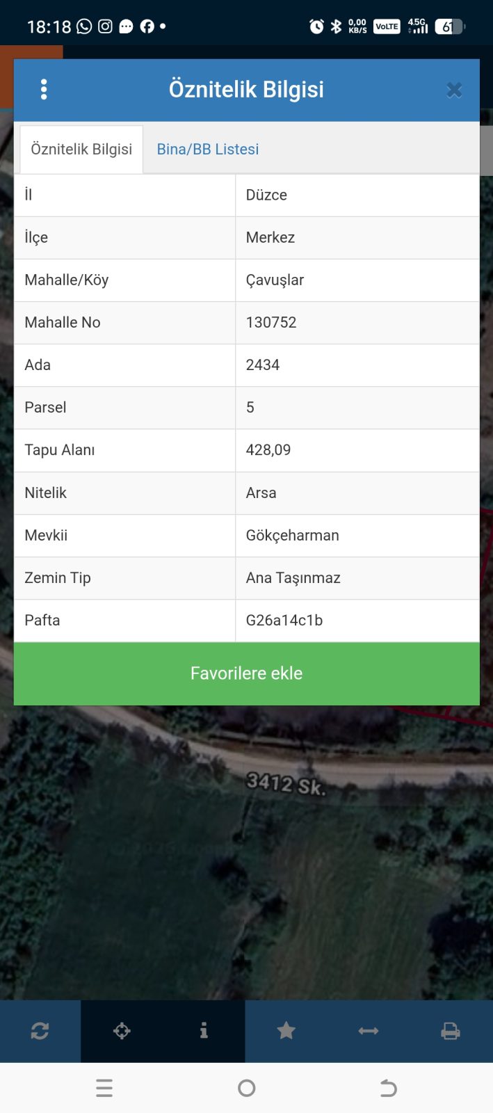 Çavuşlar Mahallesi 428 metrekare satılık arsa